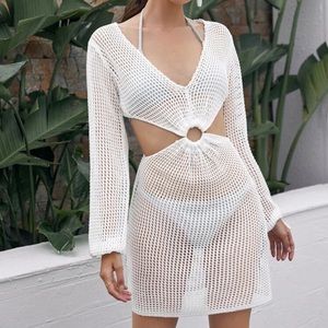 SHEIN O-Ring Detail Cut-Out Open Knit Cover Up Without Bikini